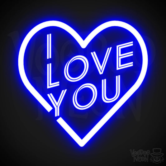 I Love You Neon Sign - Neon I Love You Sign - Wall Art - Color Dark Blue