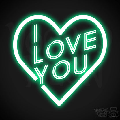 I Love You Neon Sign - Neon I Love You Sign - Wall Art - Color Green