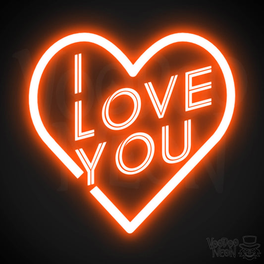 I Love You Neon Sign - Neon I Love You Sign - Wall Art - Color Orange