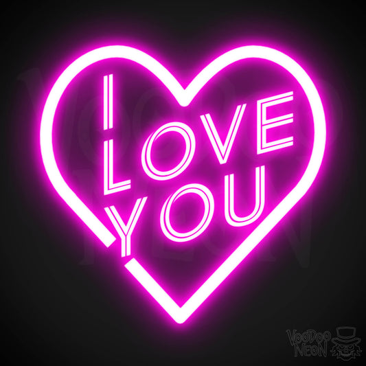 I Love You Neon Sign - Neon I Love You Sign - Wall Art - Color Pink
