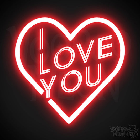 I Love You Neon Sign - Neon I Love You Sign - Wall Art - Color Red