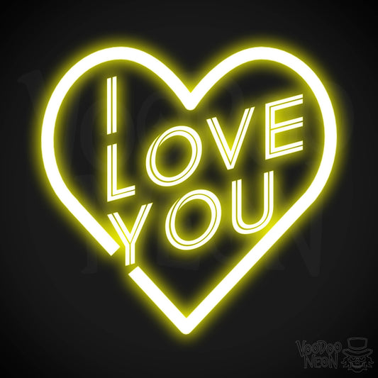I Love You Neon Sign - Neon I Love You Sign - Wall Art - Color Yellow