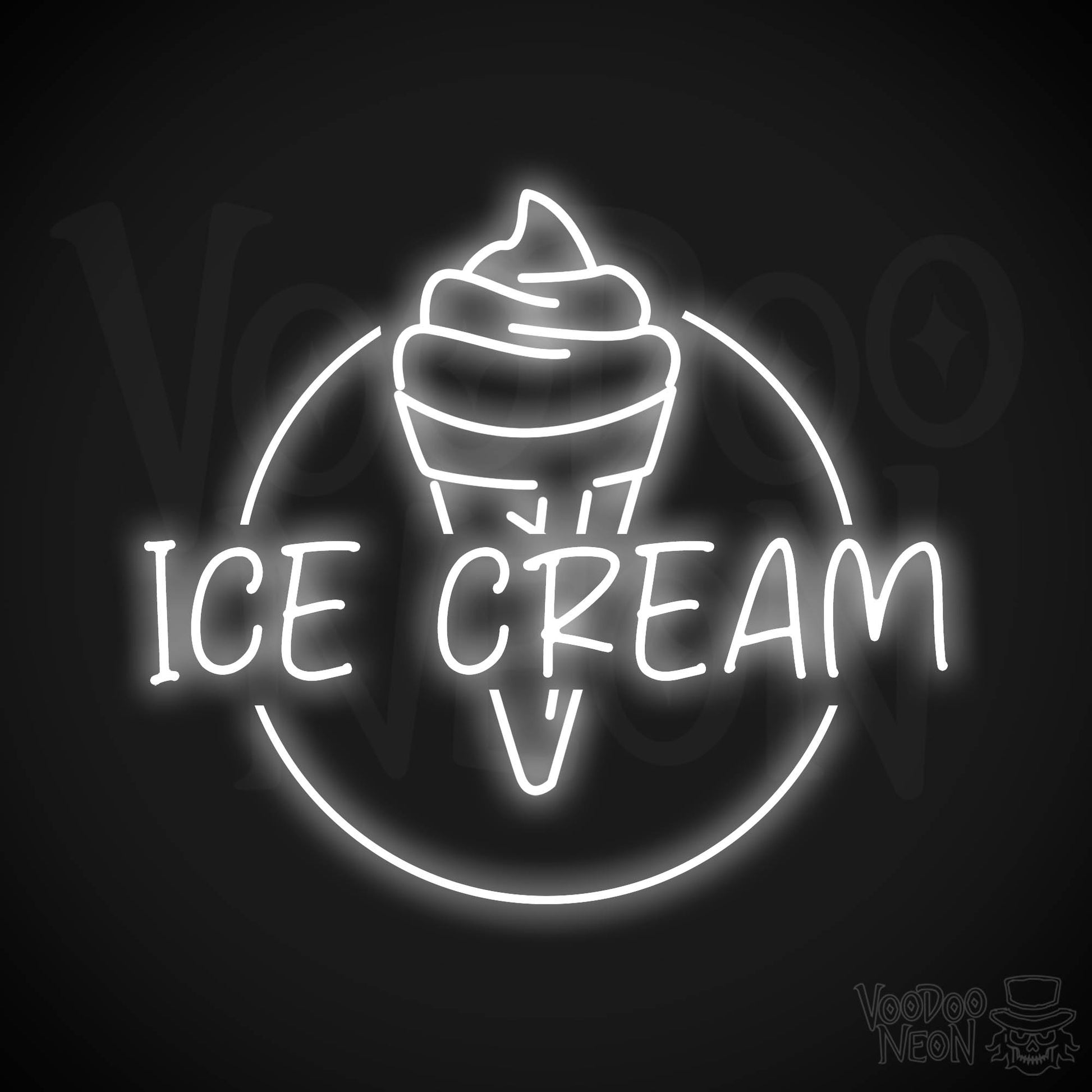 Ice Cream Shop Neon Sign - White