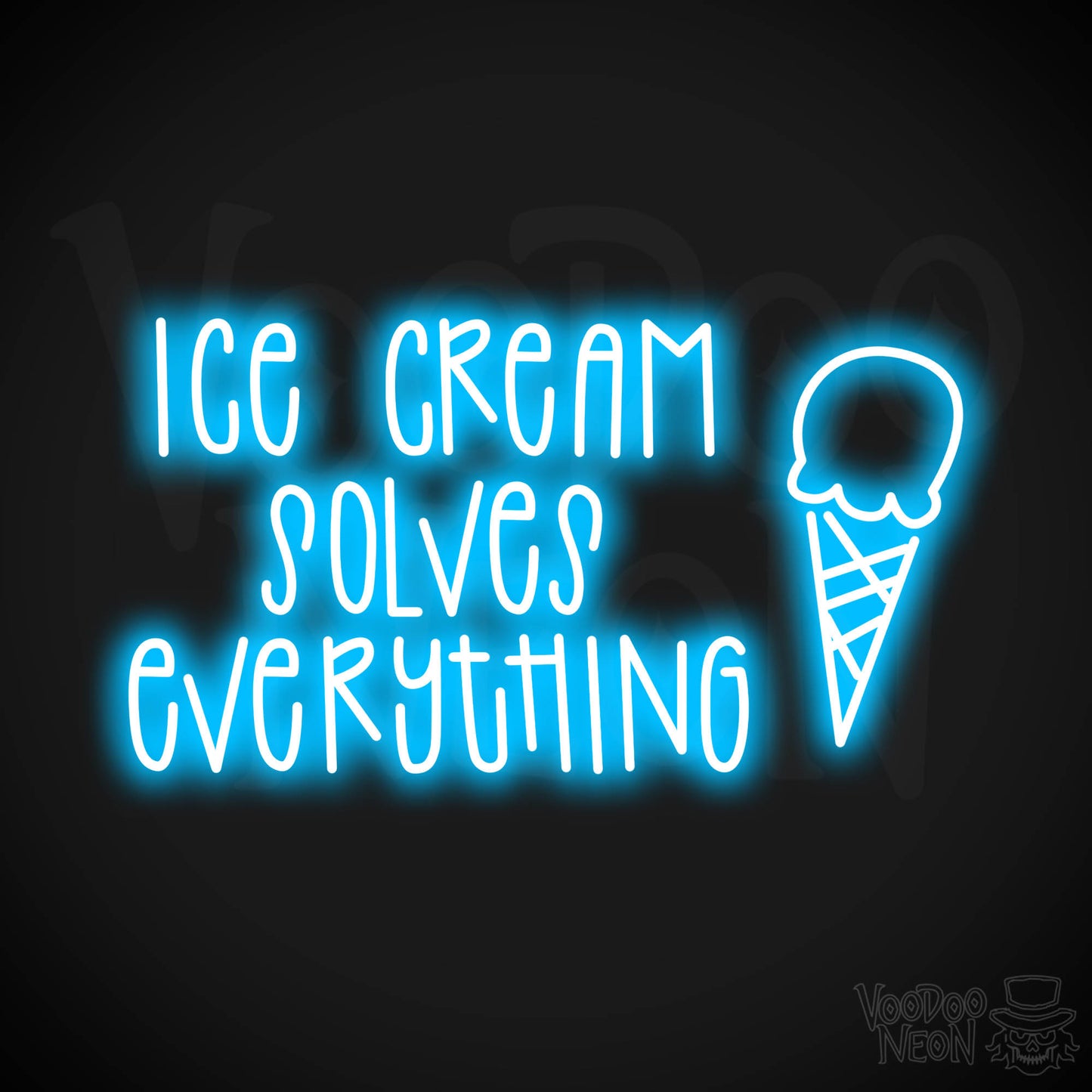 Ice Cream Solves Everything Neon Sign - Dark Blue