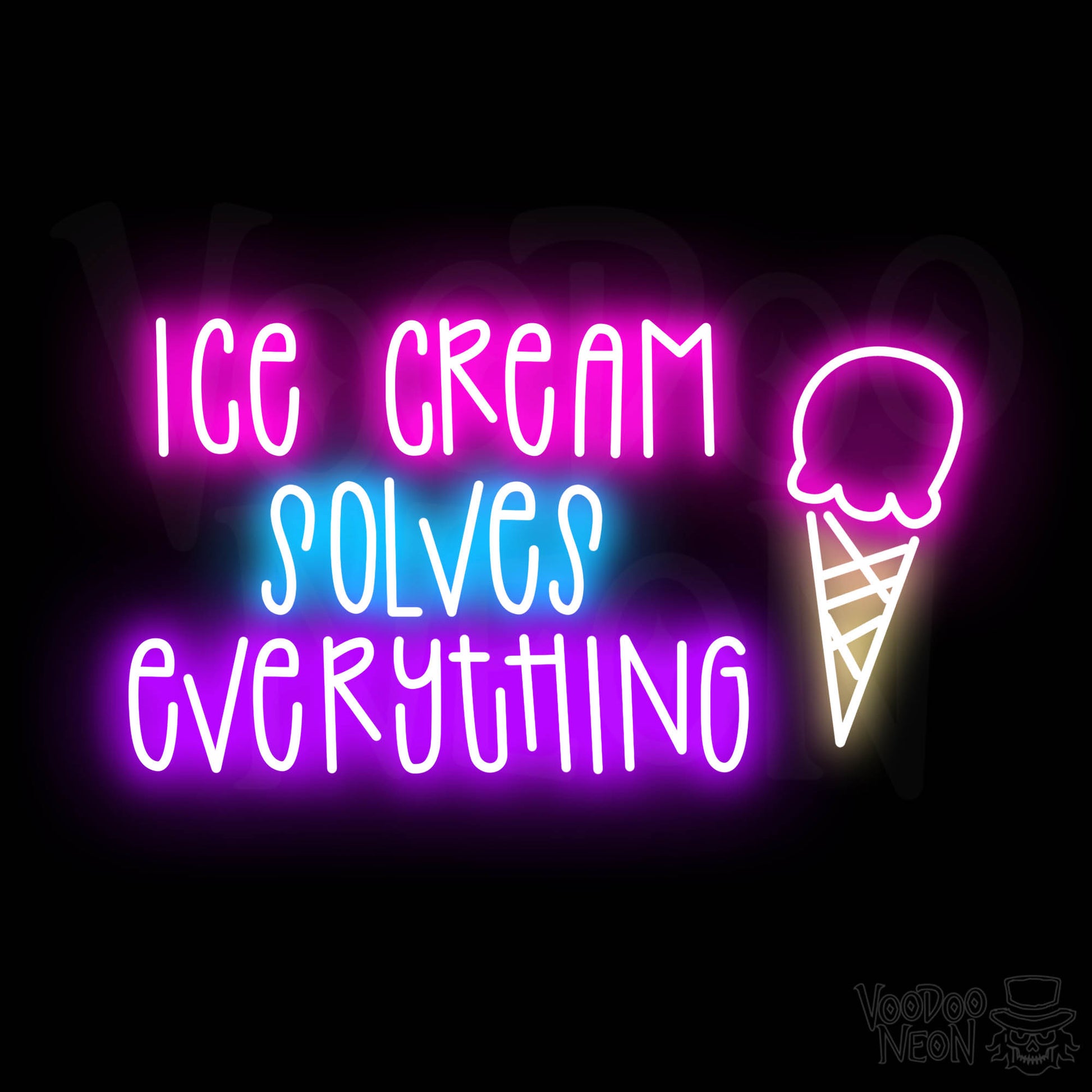 Ice Cream Solves Everything Neon Sign - Multi-Color