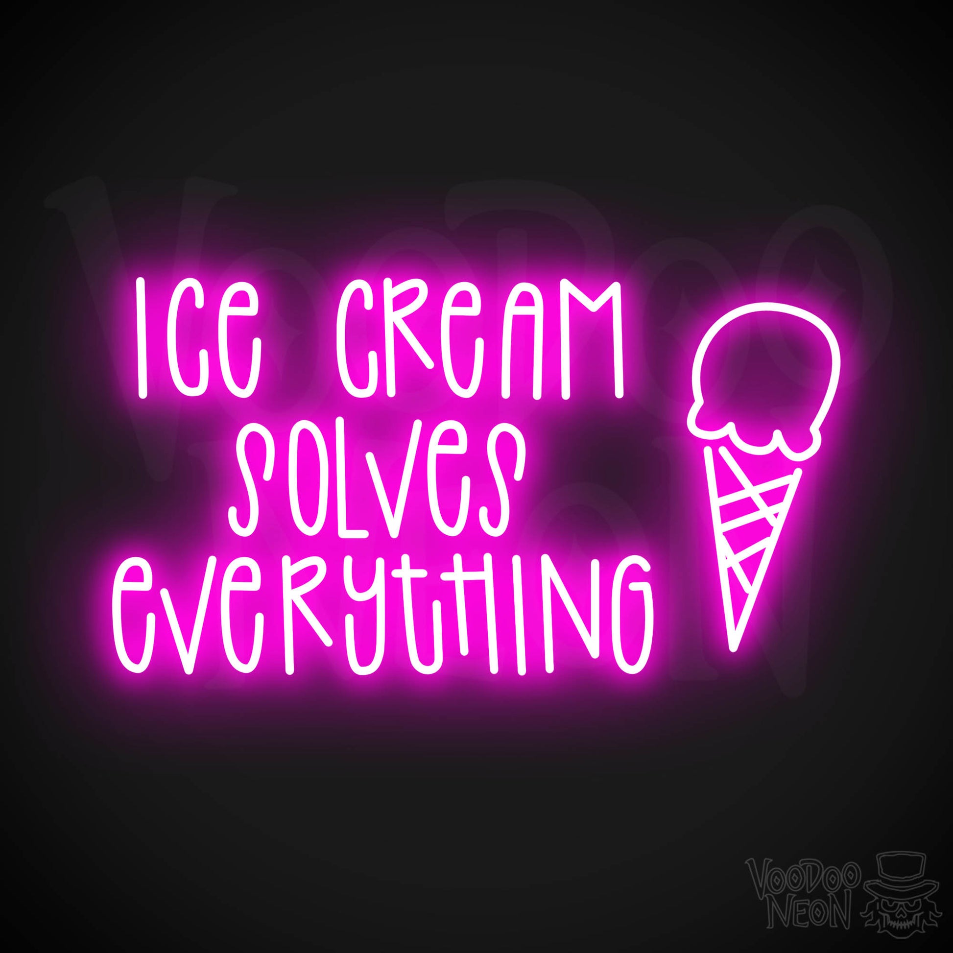 Ice Cream Solves Everything Neon Sign - Pink