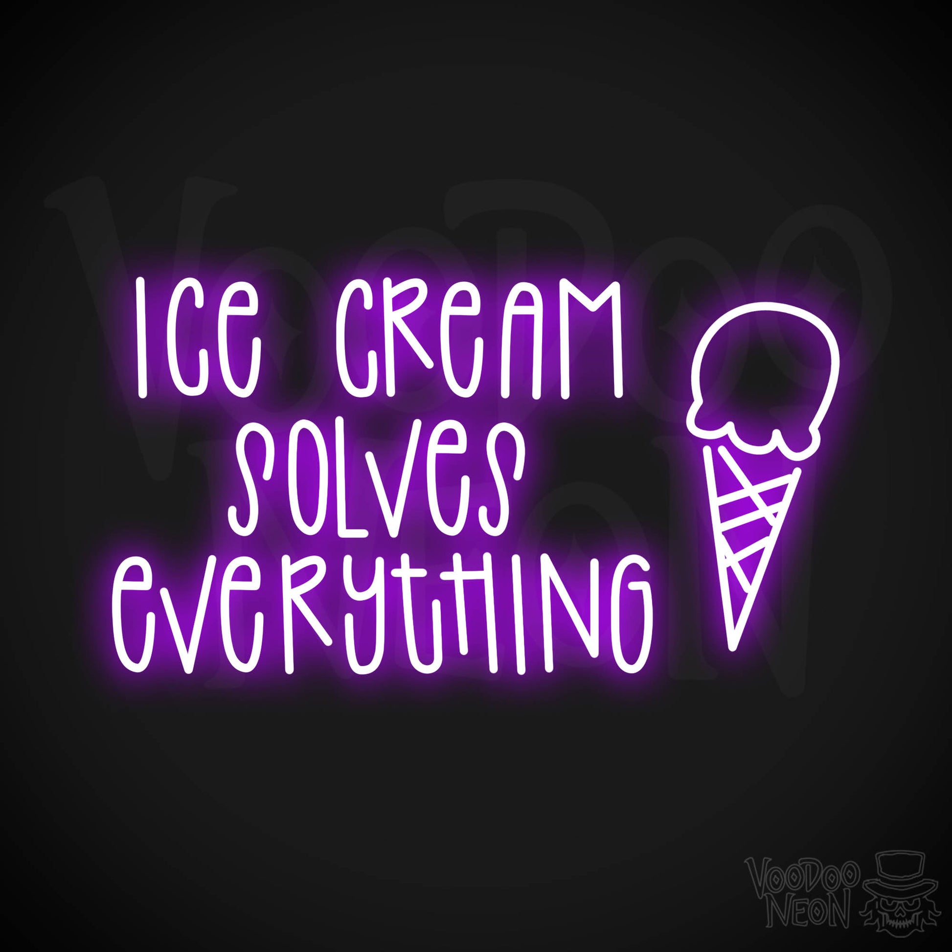 Ice Cream Solves Everything Neon Sign - Purple