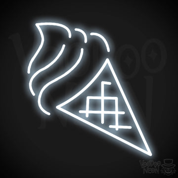Neon Ice Cream - Ice Cream Cone Neon Sign - LED Neon Wall Art - Color Cool White