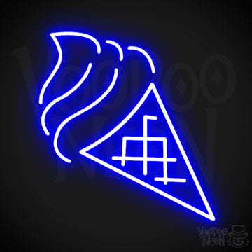 Neon Ice Cream - Ice Cream Cone Neon Sign - LED Neon Wall Art - Color Dark Blue
