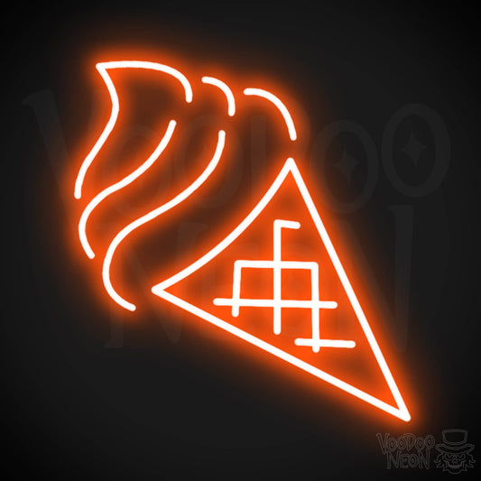 Neon Ice Cream - Ice Cream Cone Neon Sign - LED Neon Wall Art - Color Orange