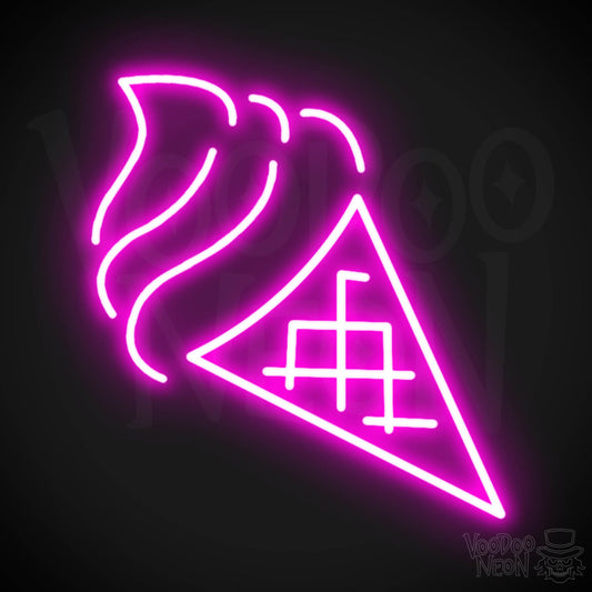 Neon Ice Cream - Ice Cream Cone Neon Sign - LED Neon Wall Art - Color Pink