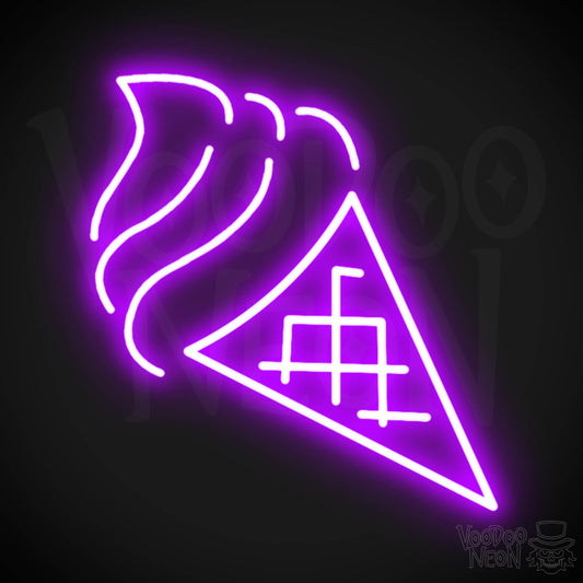 Neon Ice Cream - Ice Cream Cone Neon Sign - LED Neon Wall Art - Color Purple