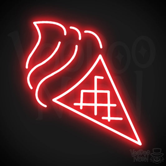 Neon Ice Cream - Ice Cream Cone Neon Sign - LED Neon Wall Art - Color Red