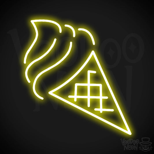 Neon Ice Cream - Ice Cream Cone Neon Sign - LED Neon Wall Art - Color Yellow