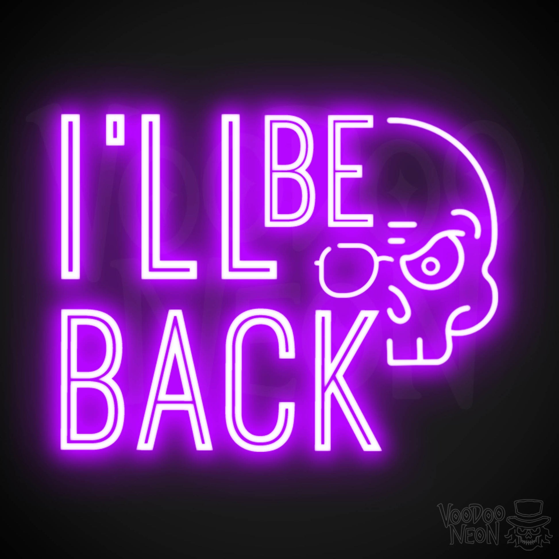 I'll Be Back Neon Sign - Neon I'll Be Back Sign - Light Up Sign Wall Art - Color Purple