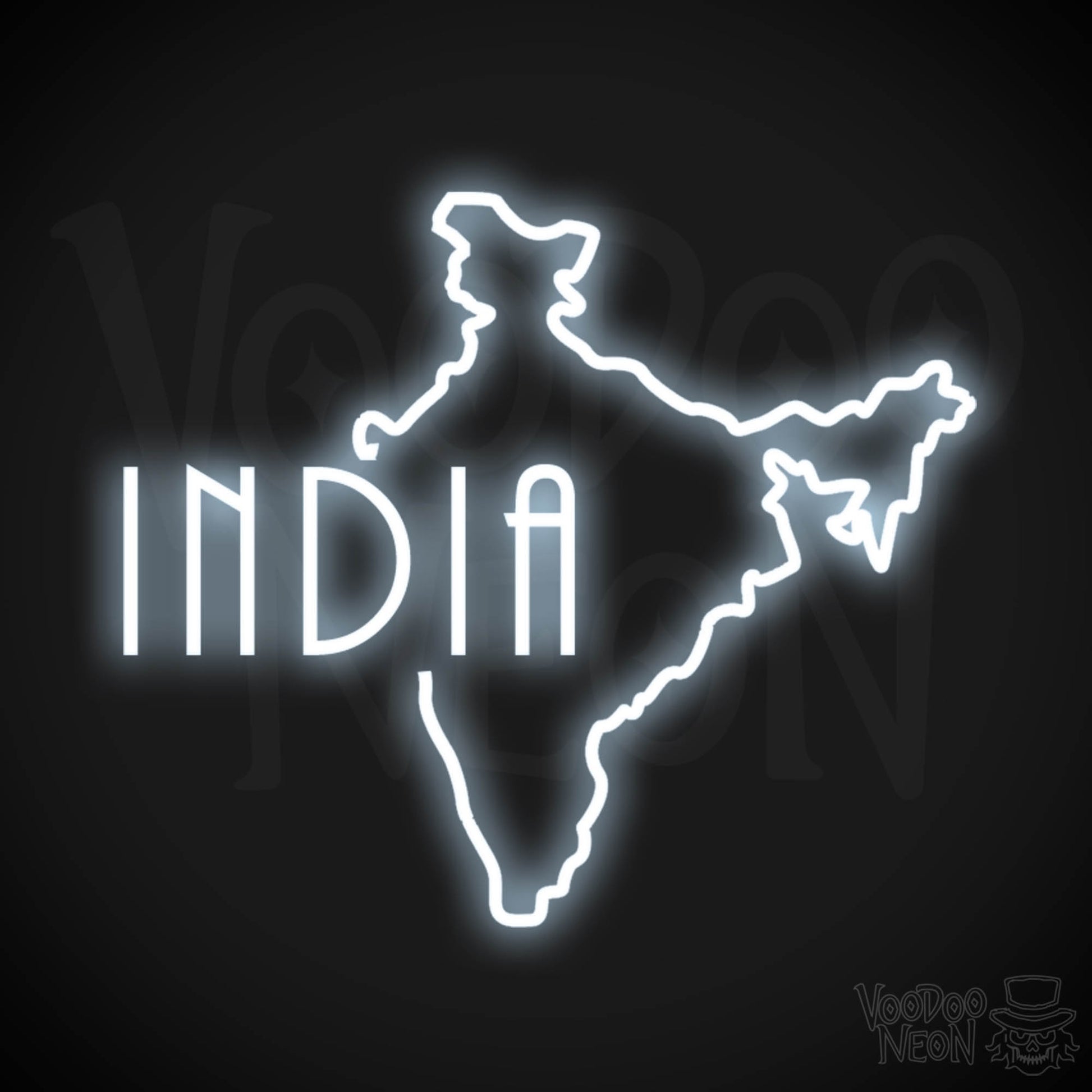 India Neon Sign - Neon India Sign - LED Sign - Color Cool White