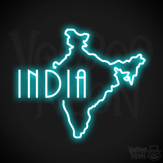 India Neon Sign - Neon India Sign - LED Sign - Color Ice Blue