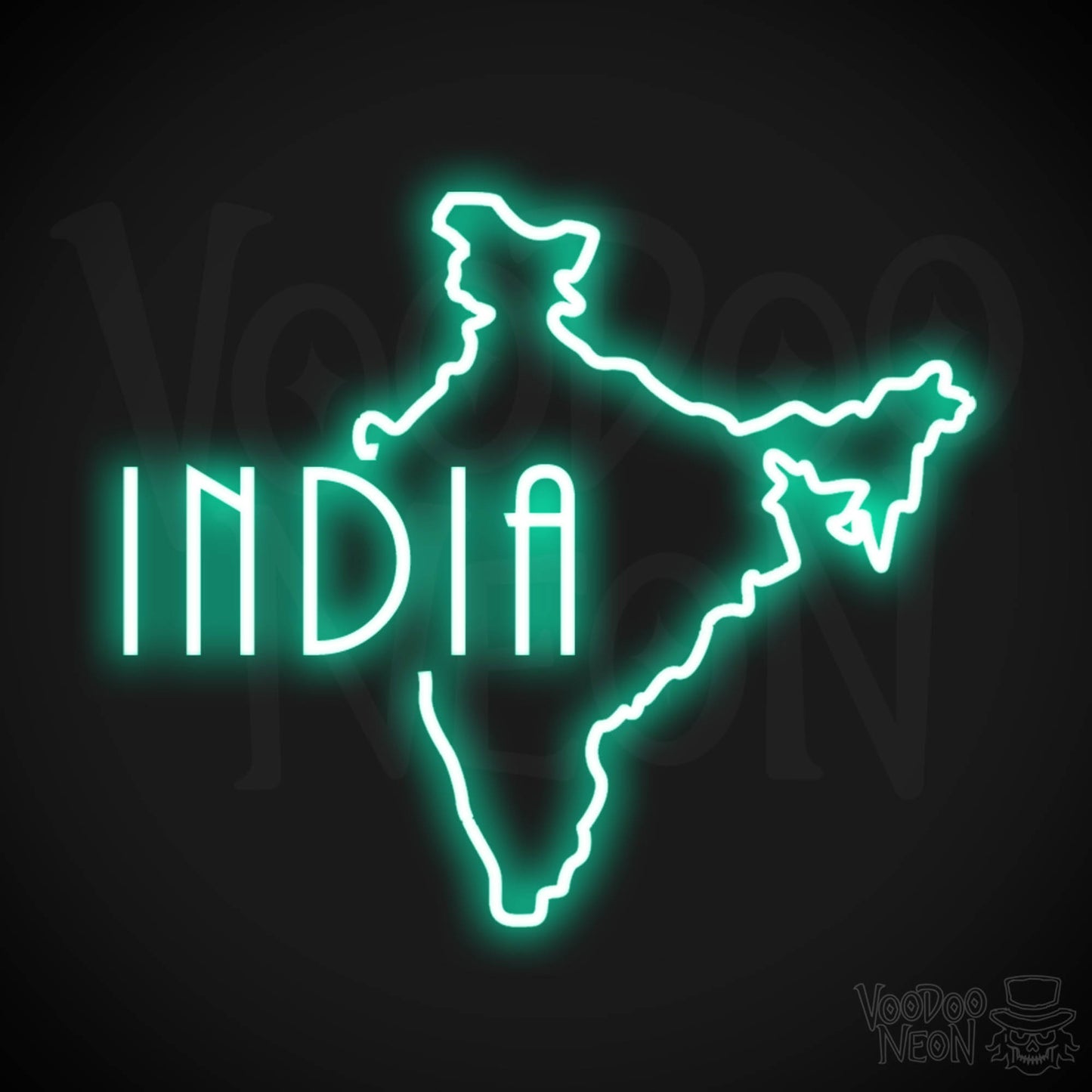 India Neon Sign - Neon India Sign - LED Sign - Color Light Green