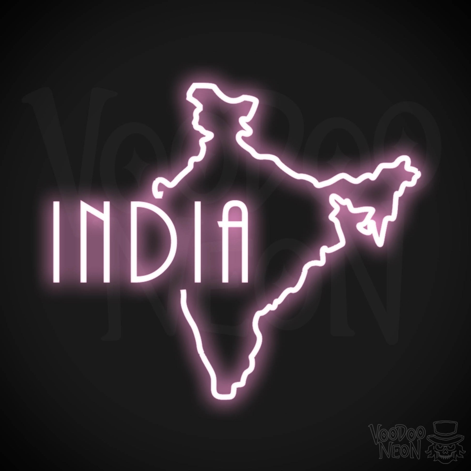 India Neon Sign - Neon India Sign - LED Sign - Color Light Pink