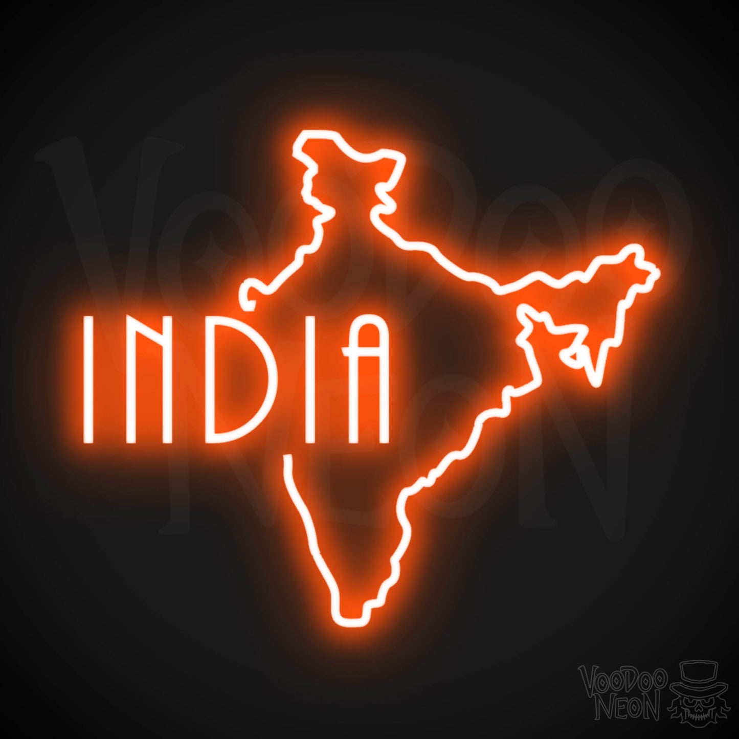 India Neon Sign - Neon India Sign - LED Sign - Color Orange