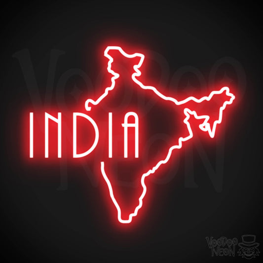 India Neon Sign - Neon India Sign - LED Sign - Color Red