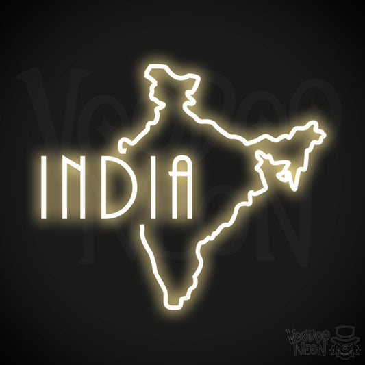 India Neon Sign - Neon India Sign - LED Sign - Color Warm White