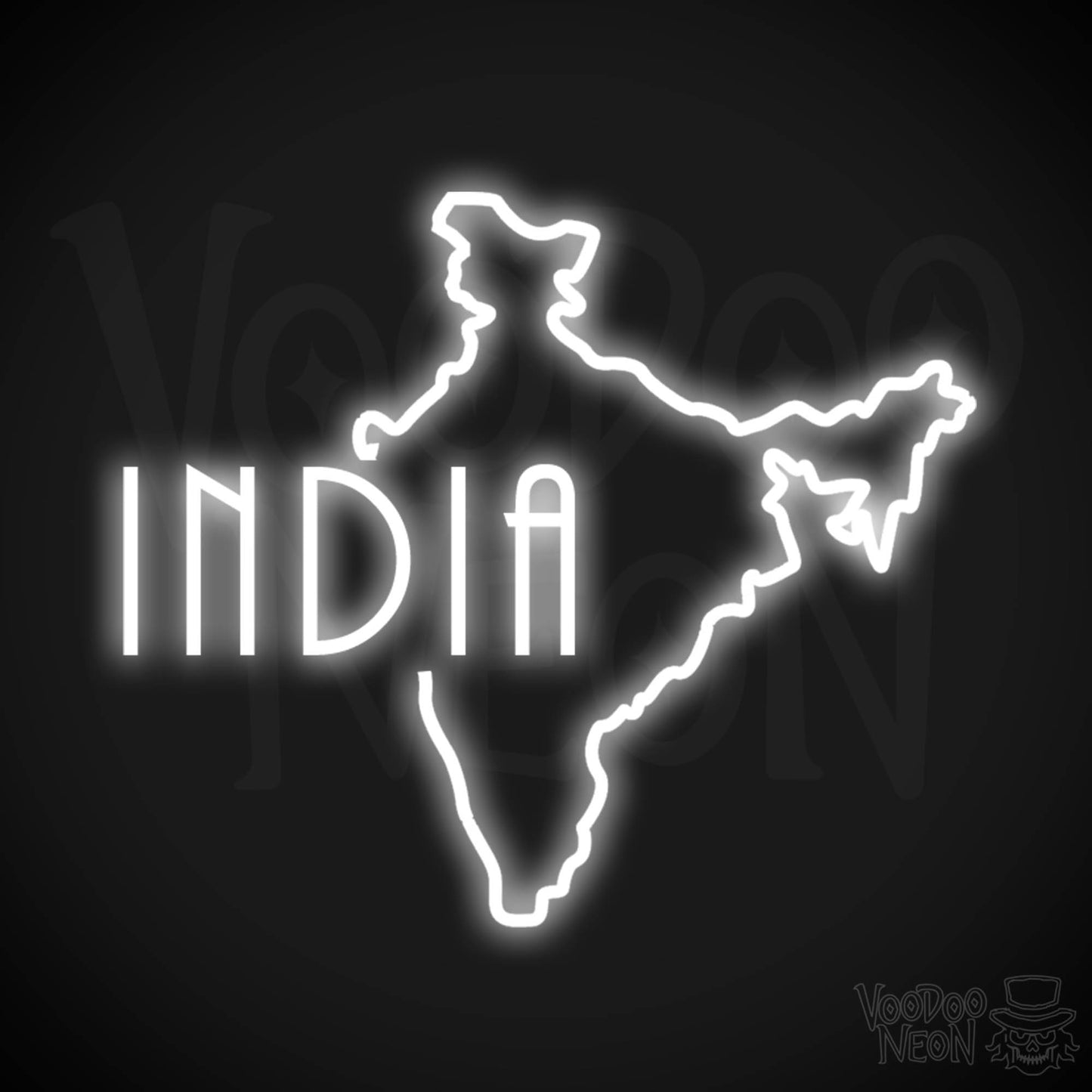 India Neon Sign - Neon India Sign - LED Sign - Color White