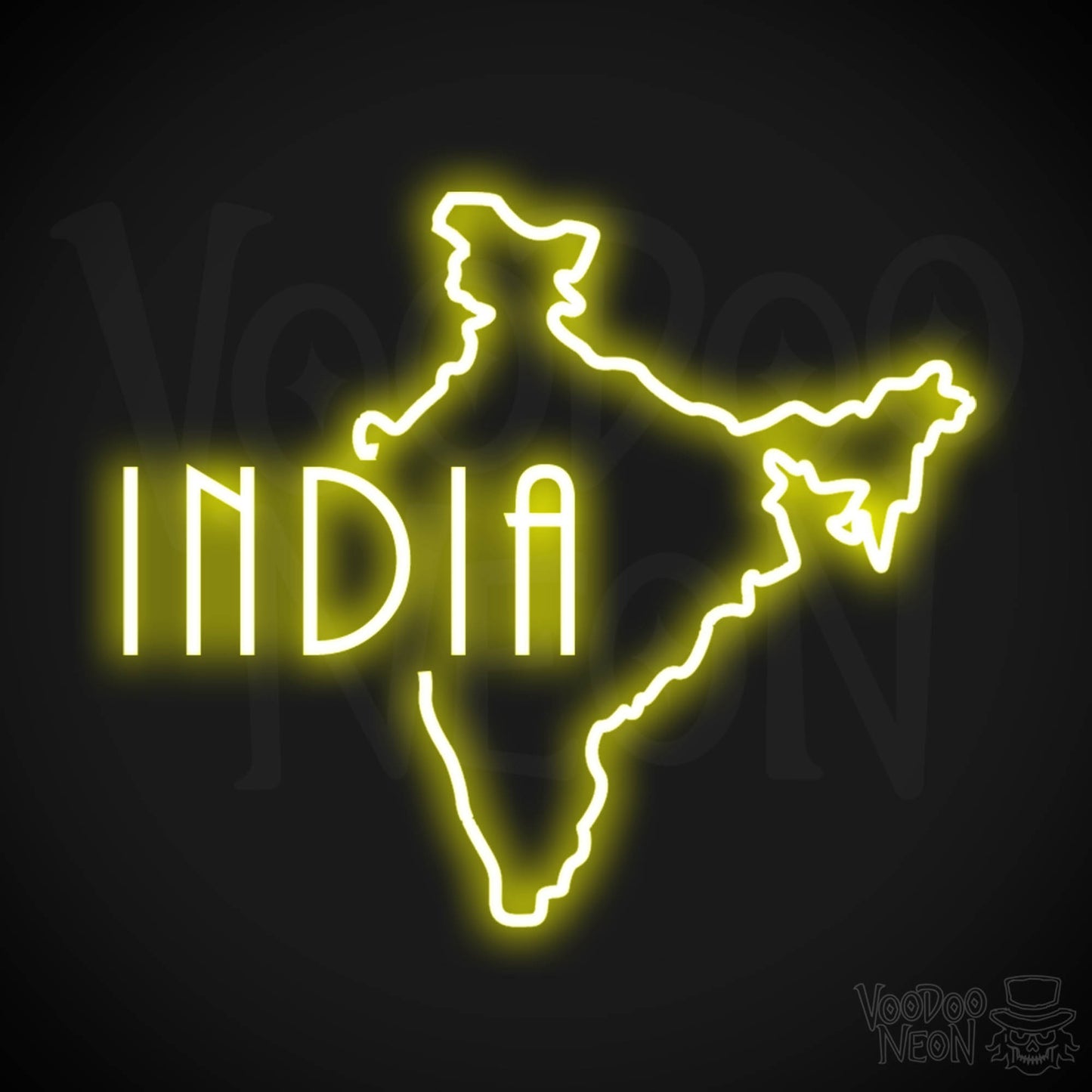 India Neon Sign - Neon India Sign - LED Sign - Color Yellow