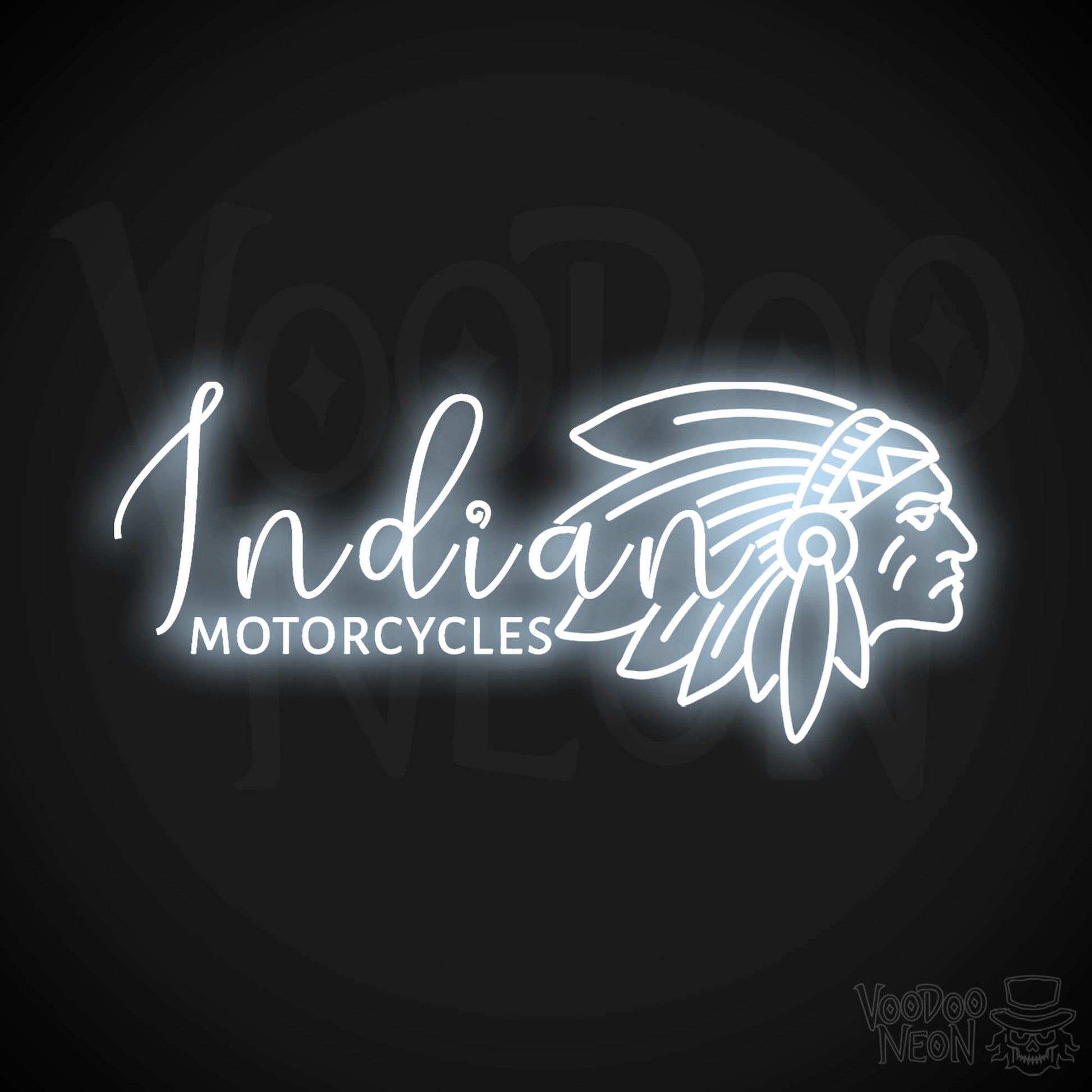 Indian Motorcycle Neon Sign - Neon Indian Motorcycle Sign - Color Cool White
