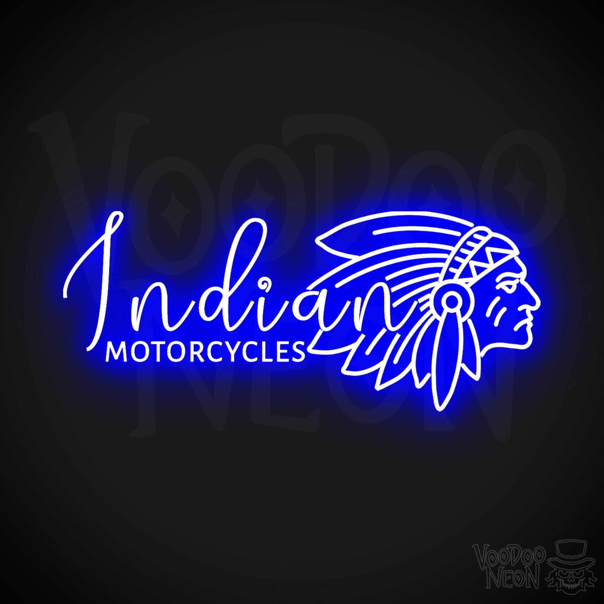 Indian Motorcycle Neon Sign - Neon Indian Motorcycle Sign - Color Dark Blue