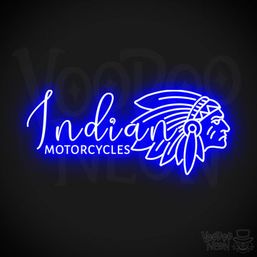 Indian Motorcycle Neon Sign - Neon Indian Motorcycle Sign - Color Dark Blue