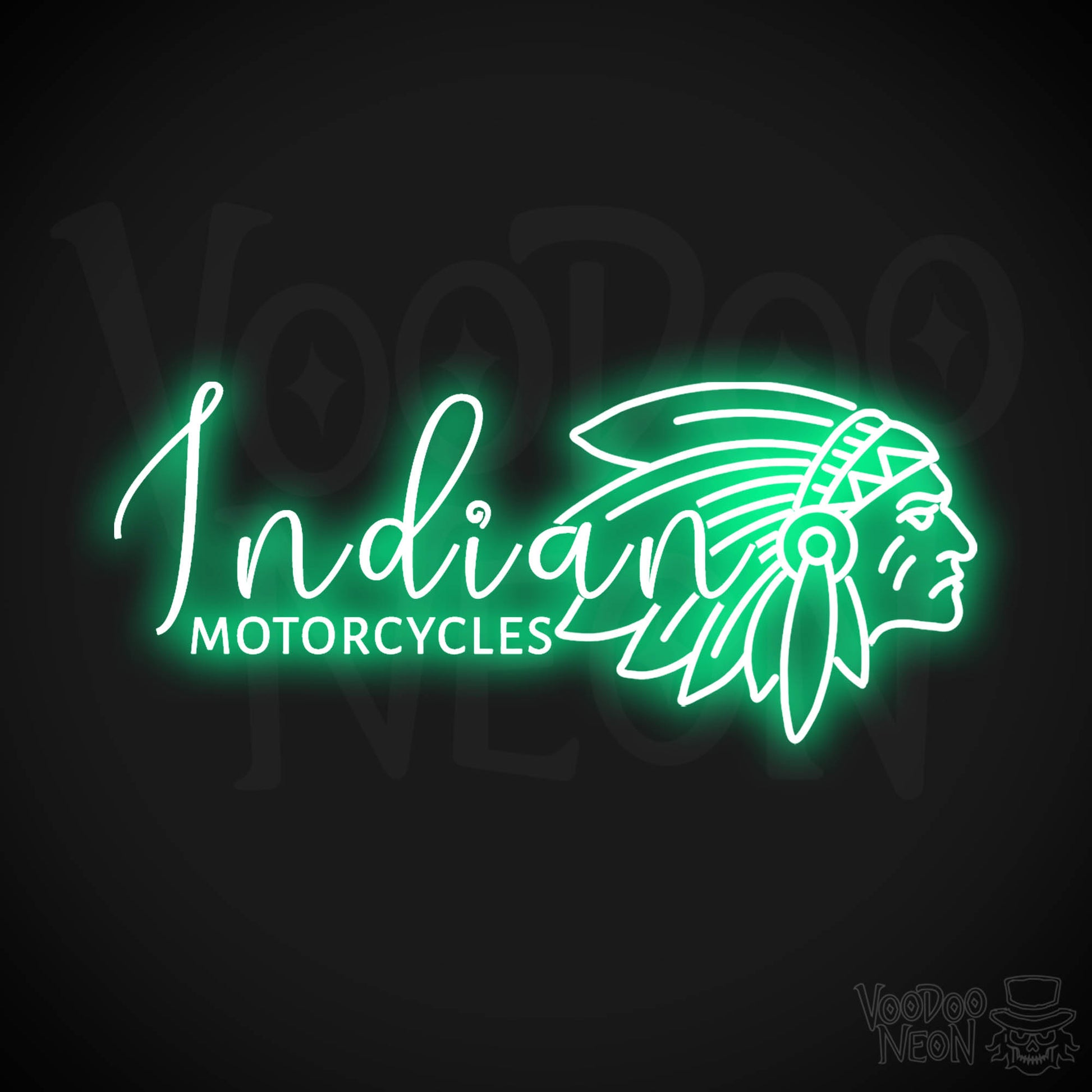 Indian Motorcycle Neon Sign - Neon Indian Motorcycle Sign - Color Green