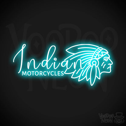 Indian Motorcycle Neon Sign - Neon Indian Motorcycle Sign - Color Ice Blue