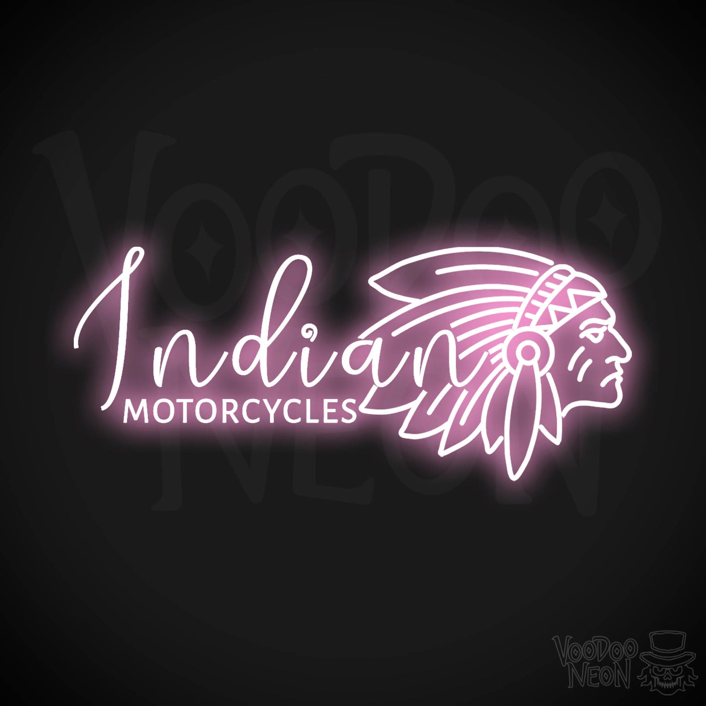 Indian Motorcycle Neon Sign - Neon Indian Motorcycle Sign - Color Light Pink