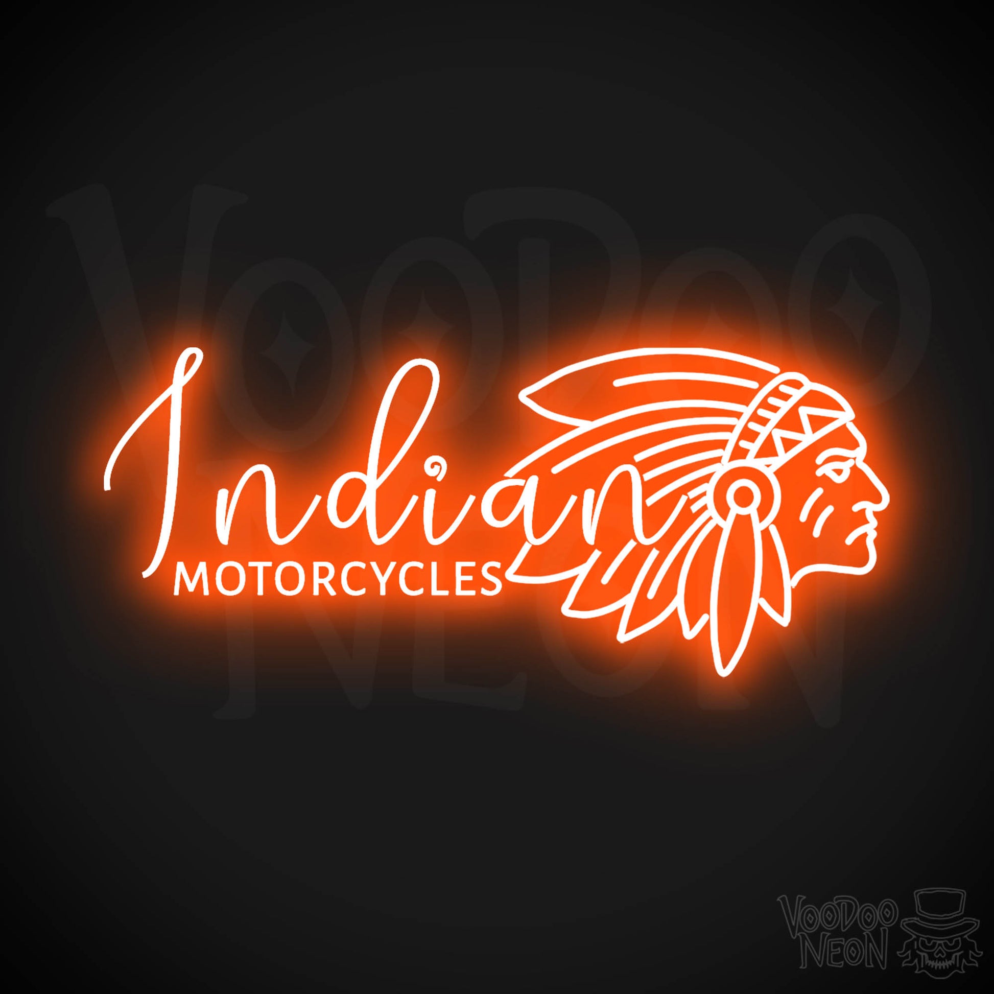 Indian Motorcycle Neon Sign - Neon Indian Motorcycle Sign - Color Orange