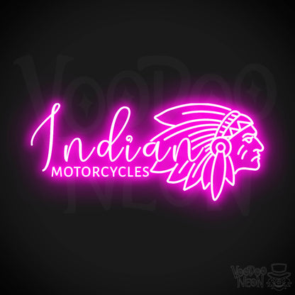 Indian Motorcycle Neon Sign - Neon Indian Motorcycle Sign - Color Pink