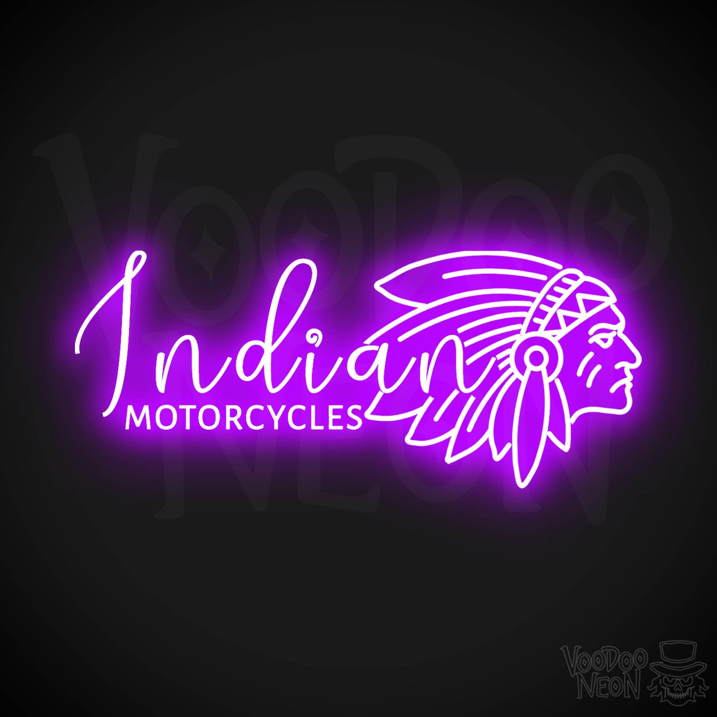 Indian Motorcycle Neon Sign - Neon Indian Motorcycle Sign - Color Purple