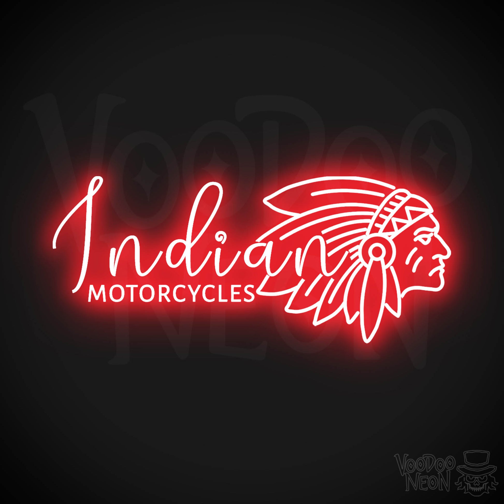 Indian Motorcycle Neon Sign - Neon Indian Motorcycle Sign - Color Red