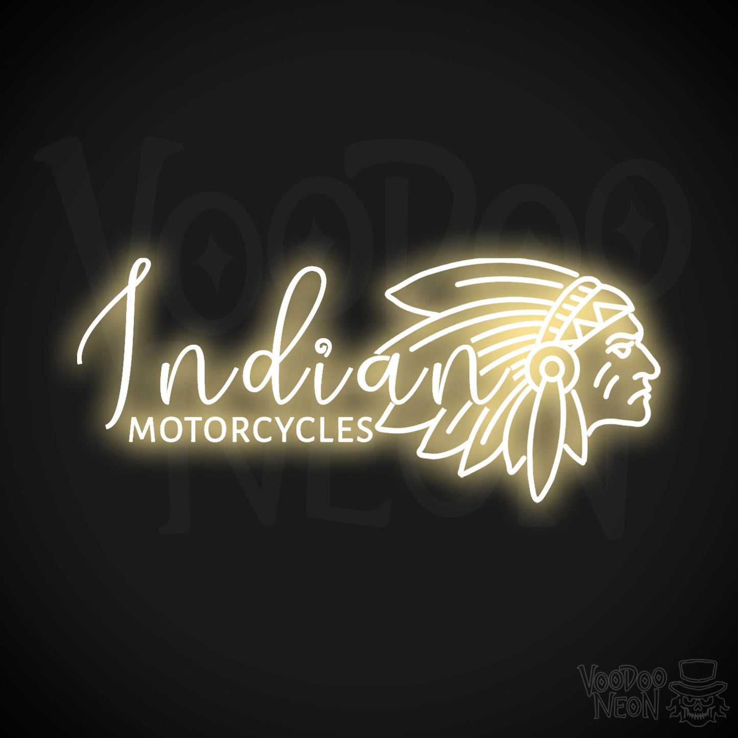 Indian Motorcycle Neon Sign - Neon Indian Motorcycle Sign - Color Warm White