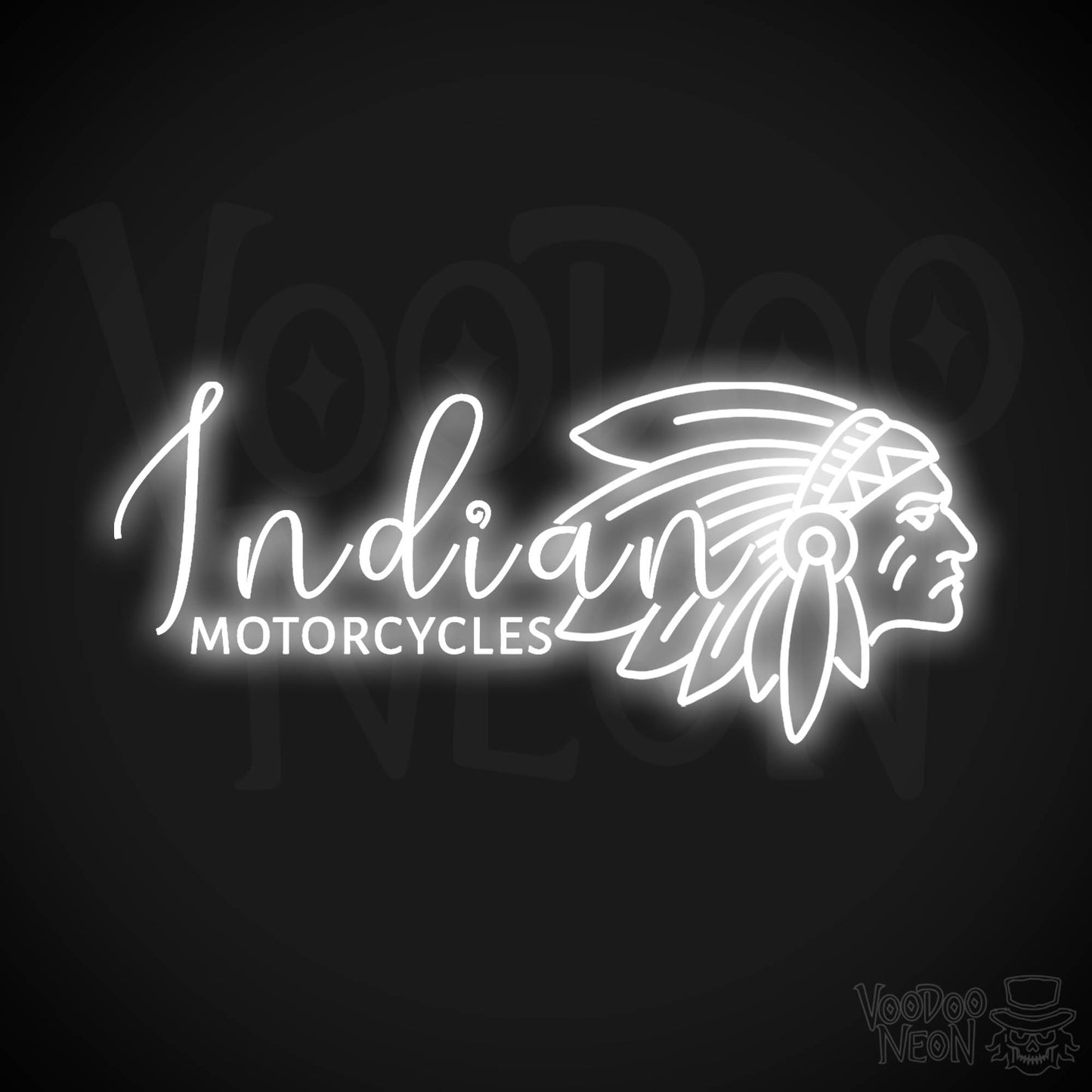 Indian Motorcycle Neon Sign - Neon Indian Motorcycle Sign - Color White