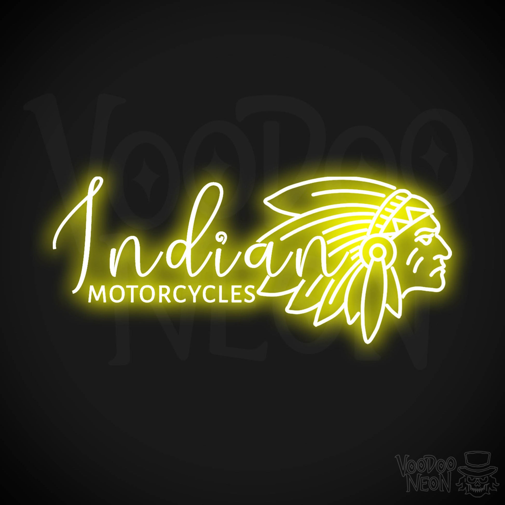 Indian Motorcycle Neon Sign - Neon Indian Motorcycle Sign - Color Yellow