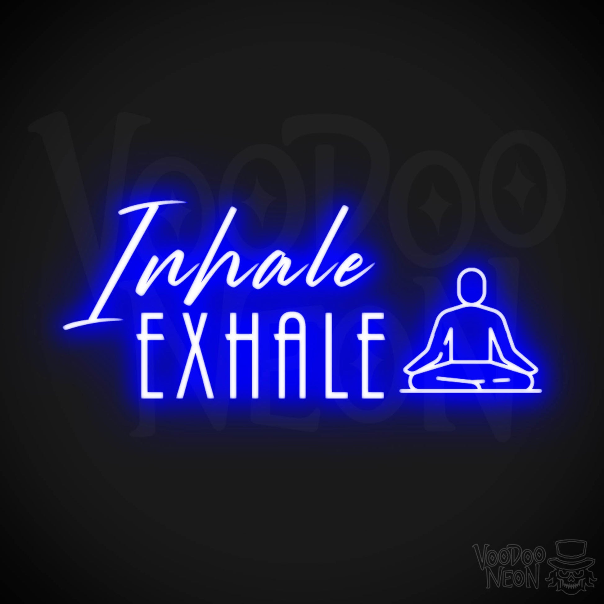 Inhale Exhale Sign - Inhale Exhale Neon Sign - Inhale Exhale Art - LED Sign - Color Dark Blue