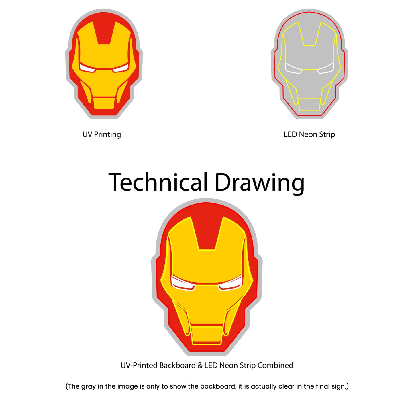 Ironman Neon Sign - Technical Drawing