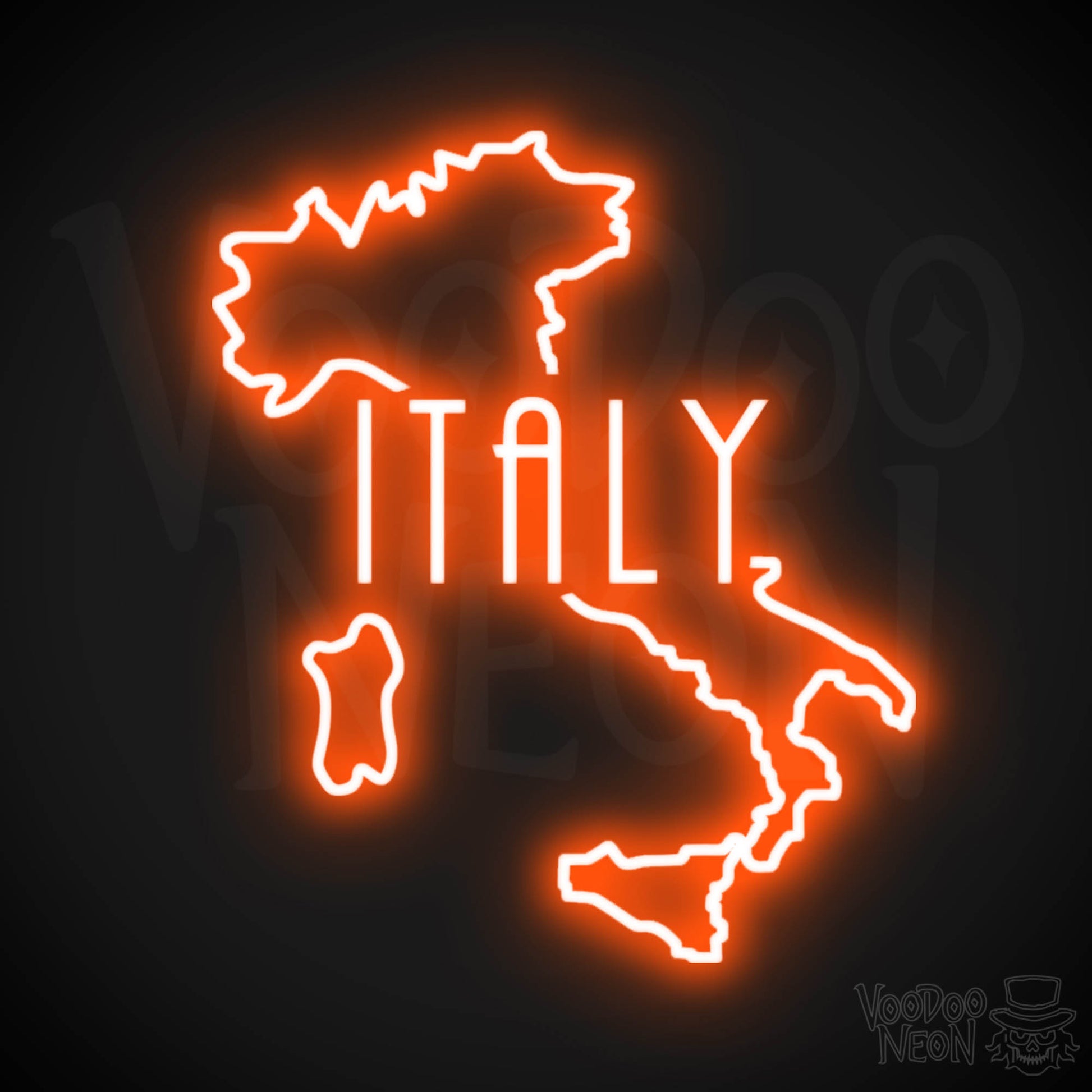 Italy Neon Sign - Neon Italy Sign - LED Sign - Color Orange