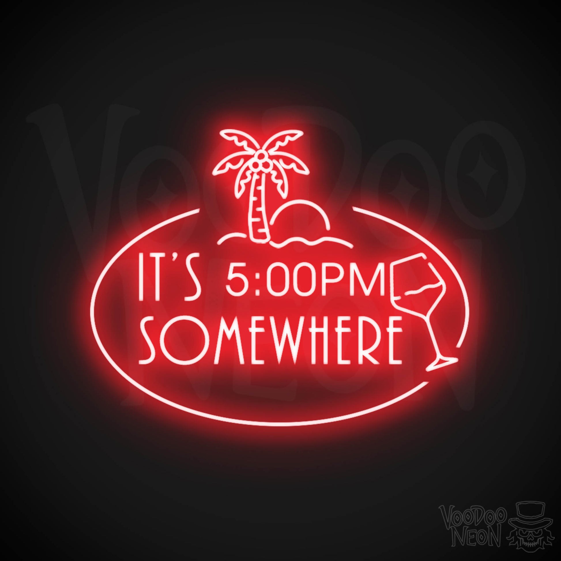 It's 5pm Somewhere Neon Sign - Neon its 5pm Somewhere Sign - Color Red
