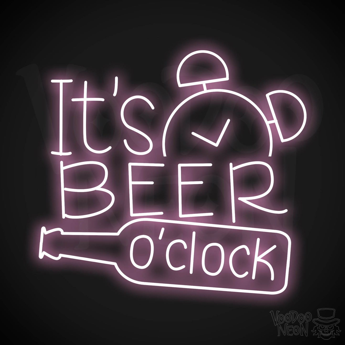 It's Beer O'Clock Neon Sign - Light Pink