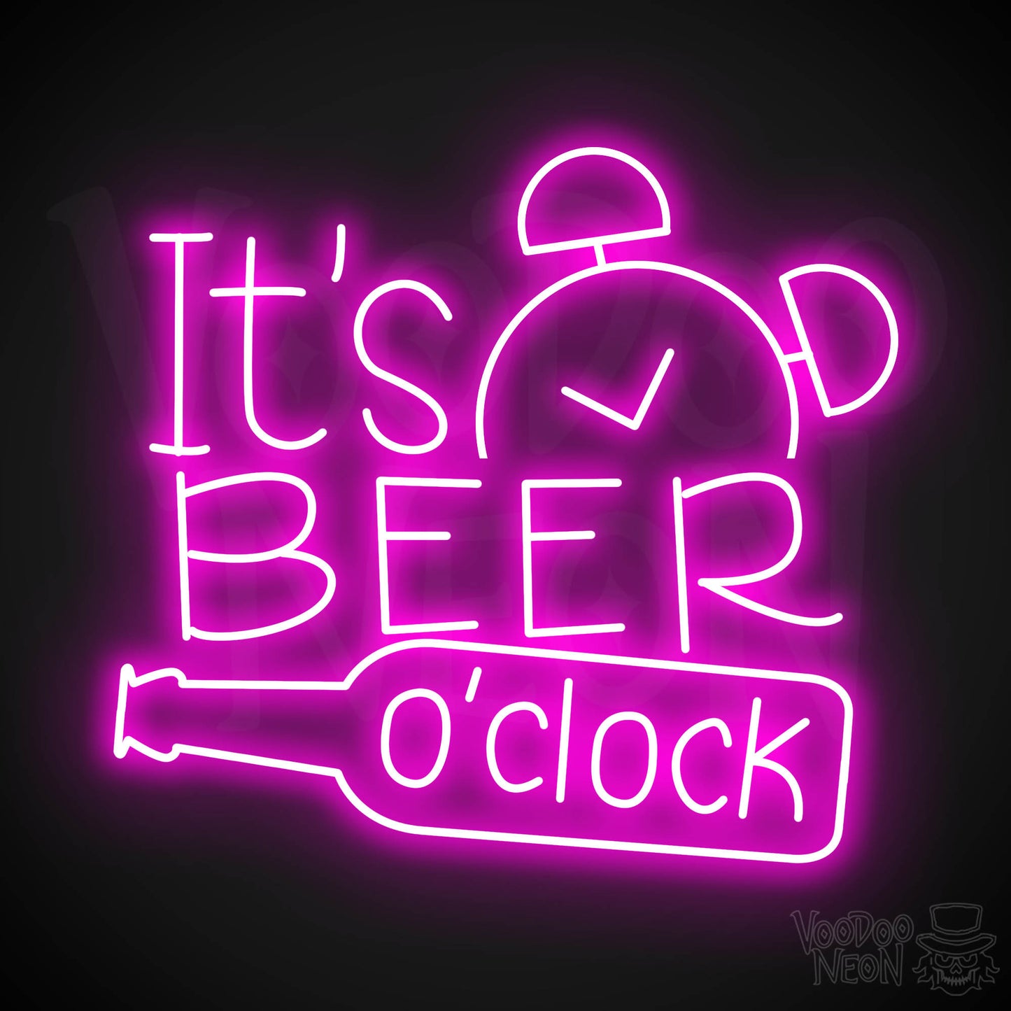 It's Beer O'Clock Neon Sign - Pink