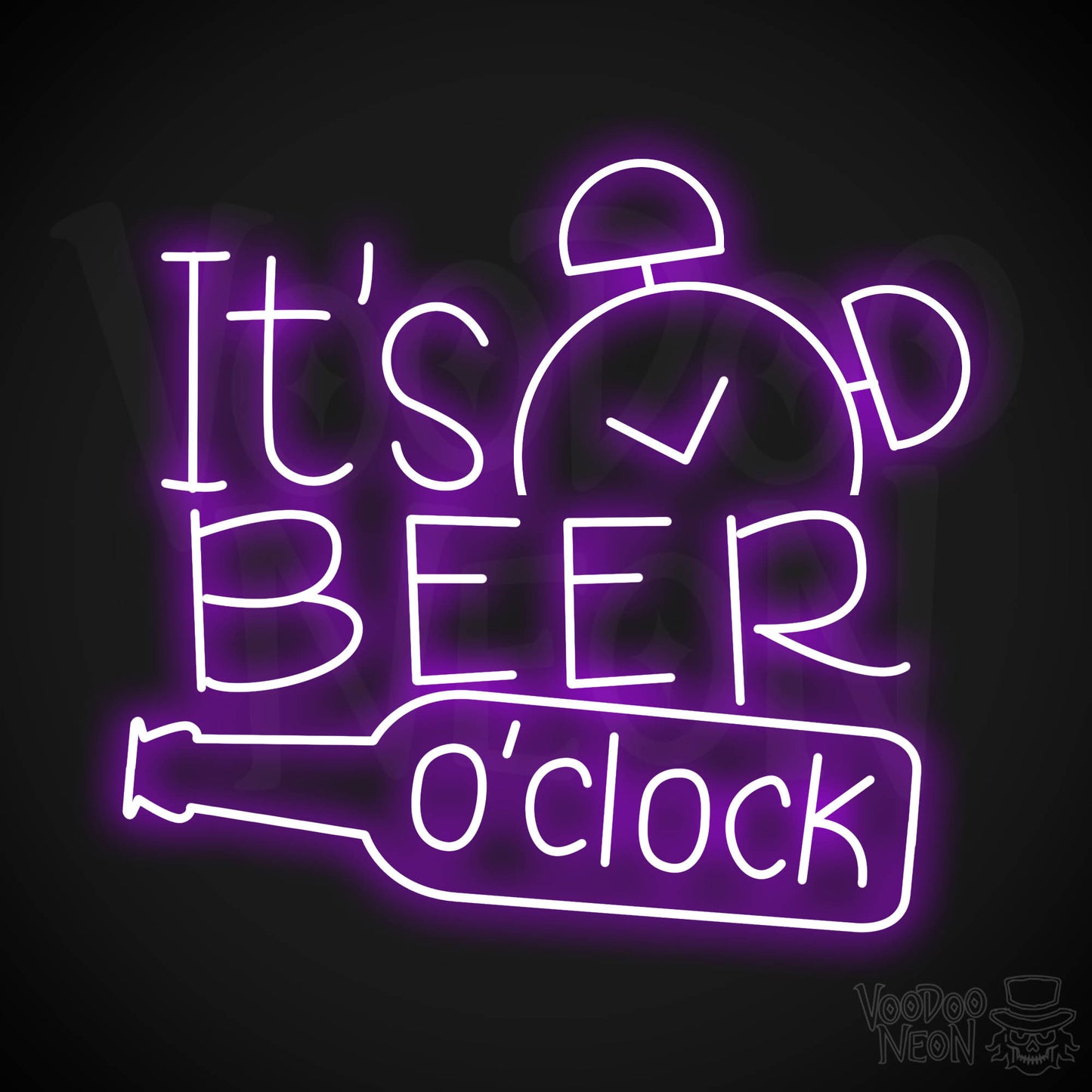 It's Beer O'Clock Neon Sign - Purple