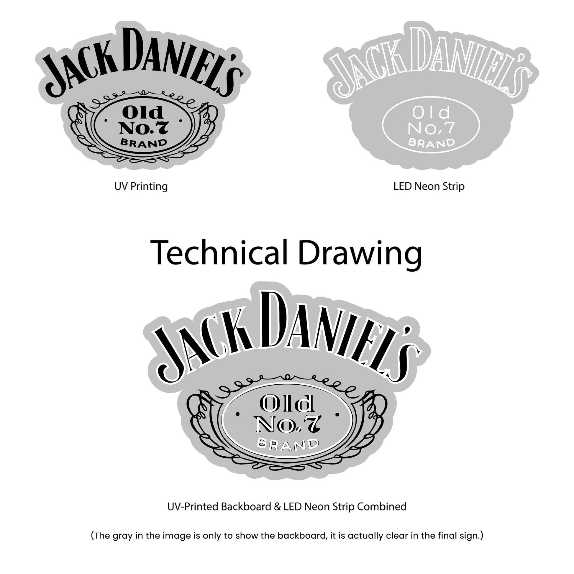 Jack Daniels neon sign - Technical Drawing