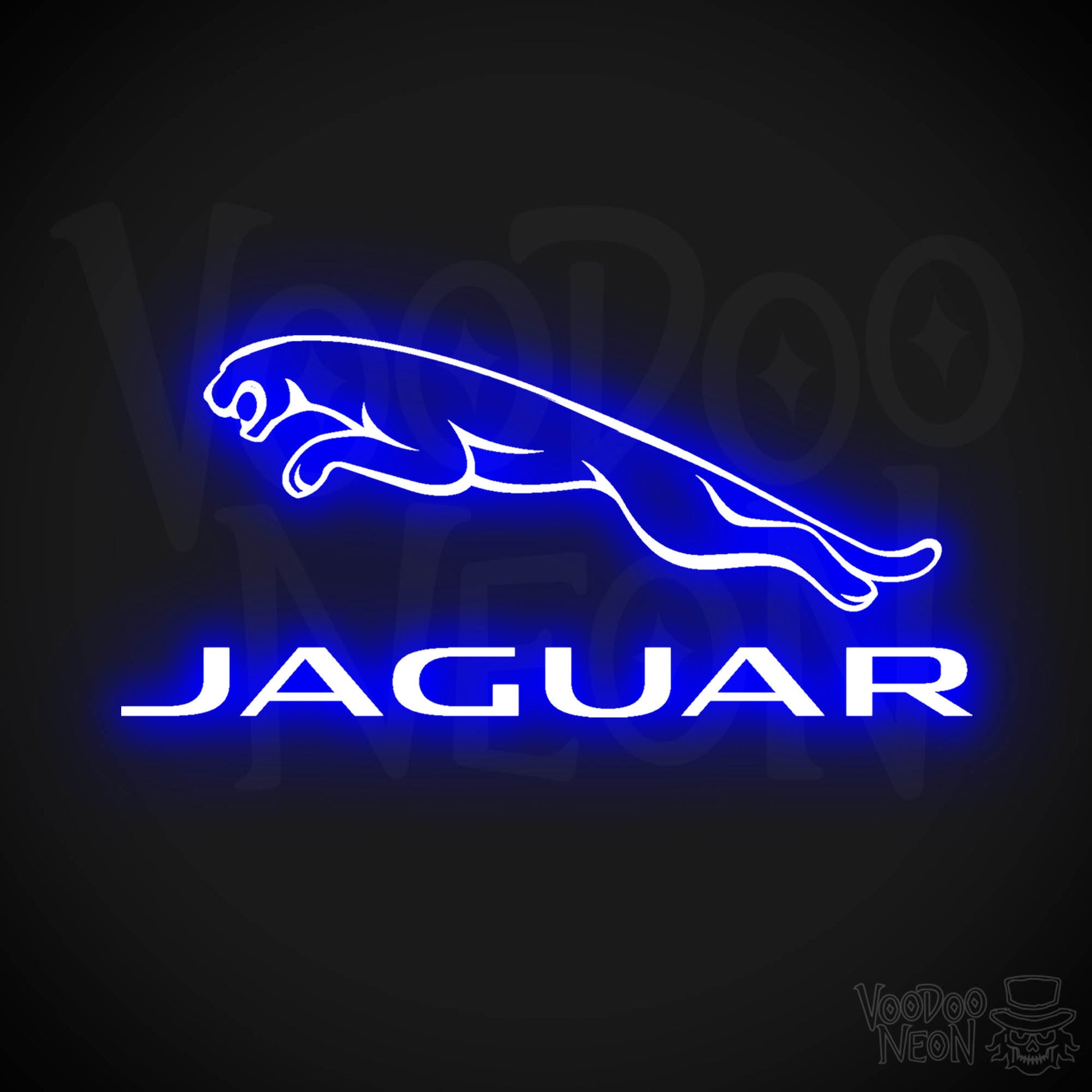 Jaguar Neon Sign - Neon Jaguar Sign| Jaguar Logo Wall Art - Color Dark Blue